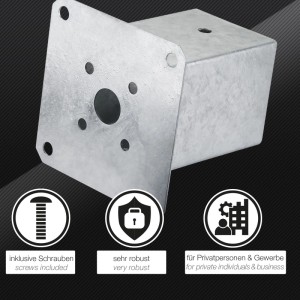 SOTECH Pfostenträger Bodenanker Zum Aufschrauben Vierkant 90 x 90 mm Feuerverzinkt