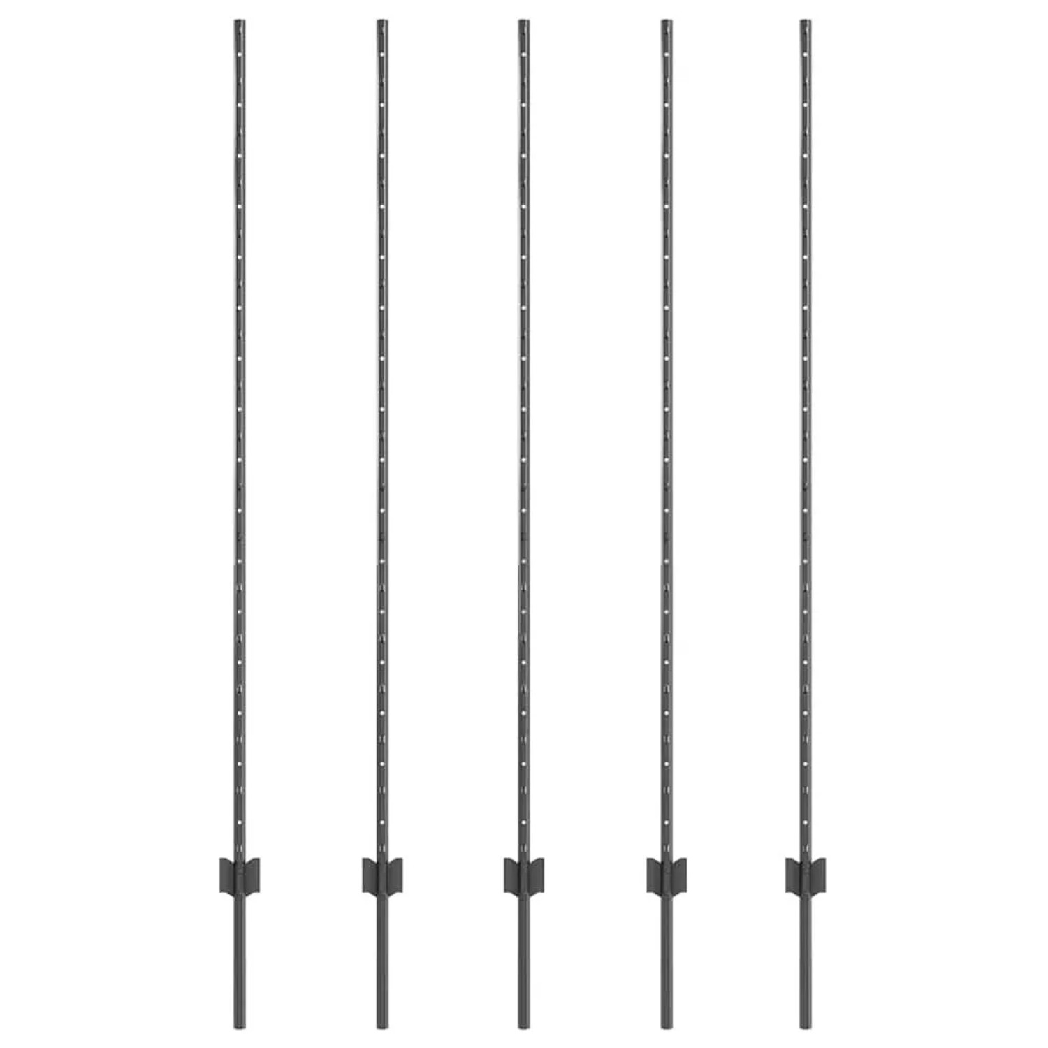 vidaXL Zaunpfosten 5 Stk Grau 150 cm Stahl 42006286 günstig online kaufen