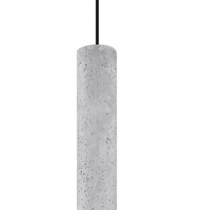 Graue Sollux Lighting Hängeleuchte Luvo 1 aus Beton mit schwarzem Kabel.