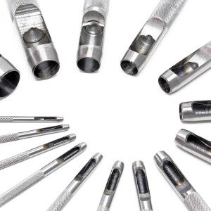 Wiltec Locheisen Satz 15 Tlg. Lochpfeifen Carbonstahl 2-22 Mm Lochstanzer Locheisensatz