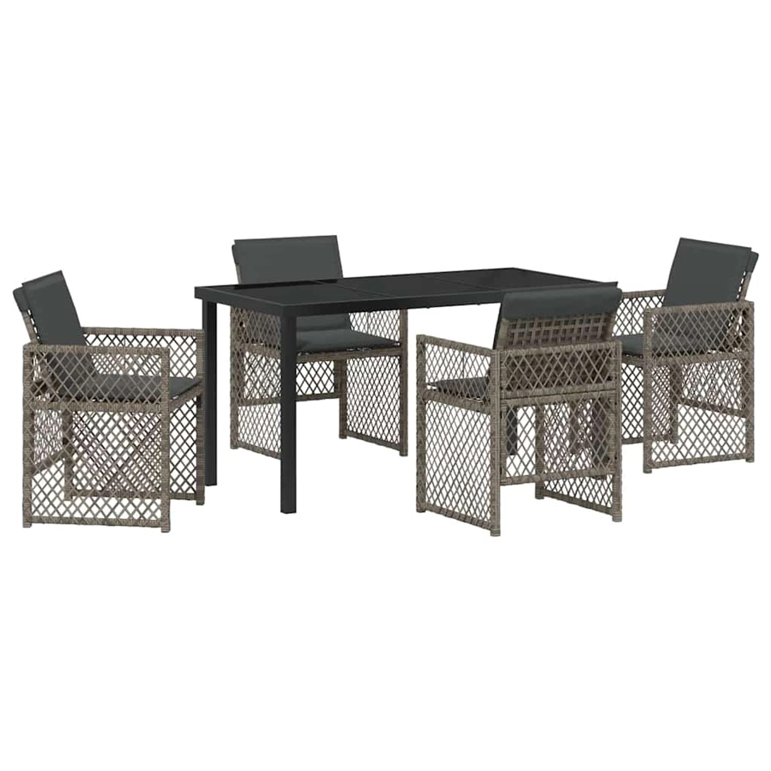 vidaXL Garten Essgruppe 5-Tlg Grau Poly Rattan 3380626 günstig online kaufen