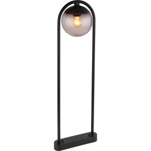 Moderne Globo Wegeleuchte, schwarz matt mit Rauchglas, 100 cm hoch. Dekorative Außenleuchte für Garten und Hof.