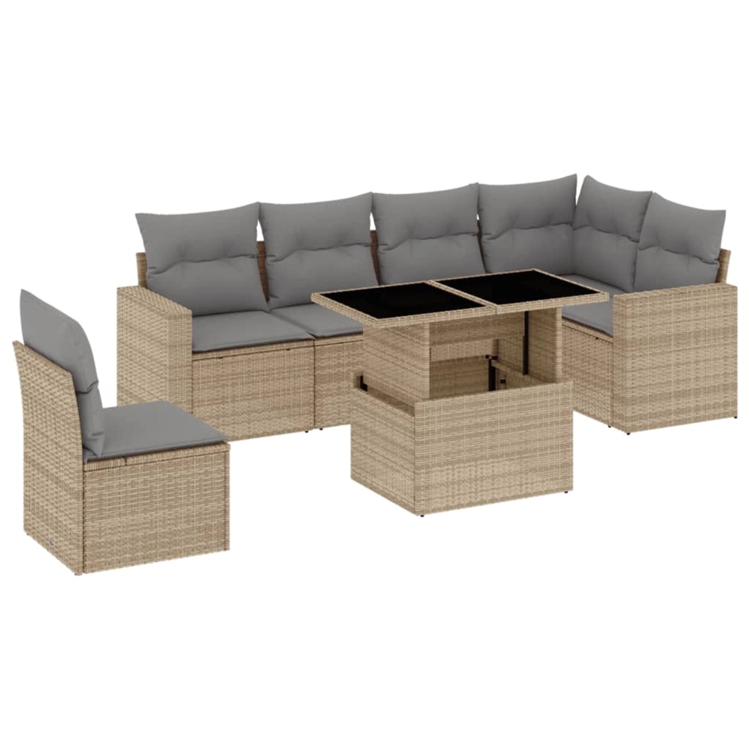 vidaXL 7-tlg Garten-Sofagarnitur mit Kissen Beige Poly Rattan Modell 404 günstig online kaufen