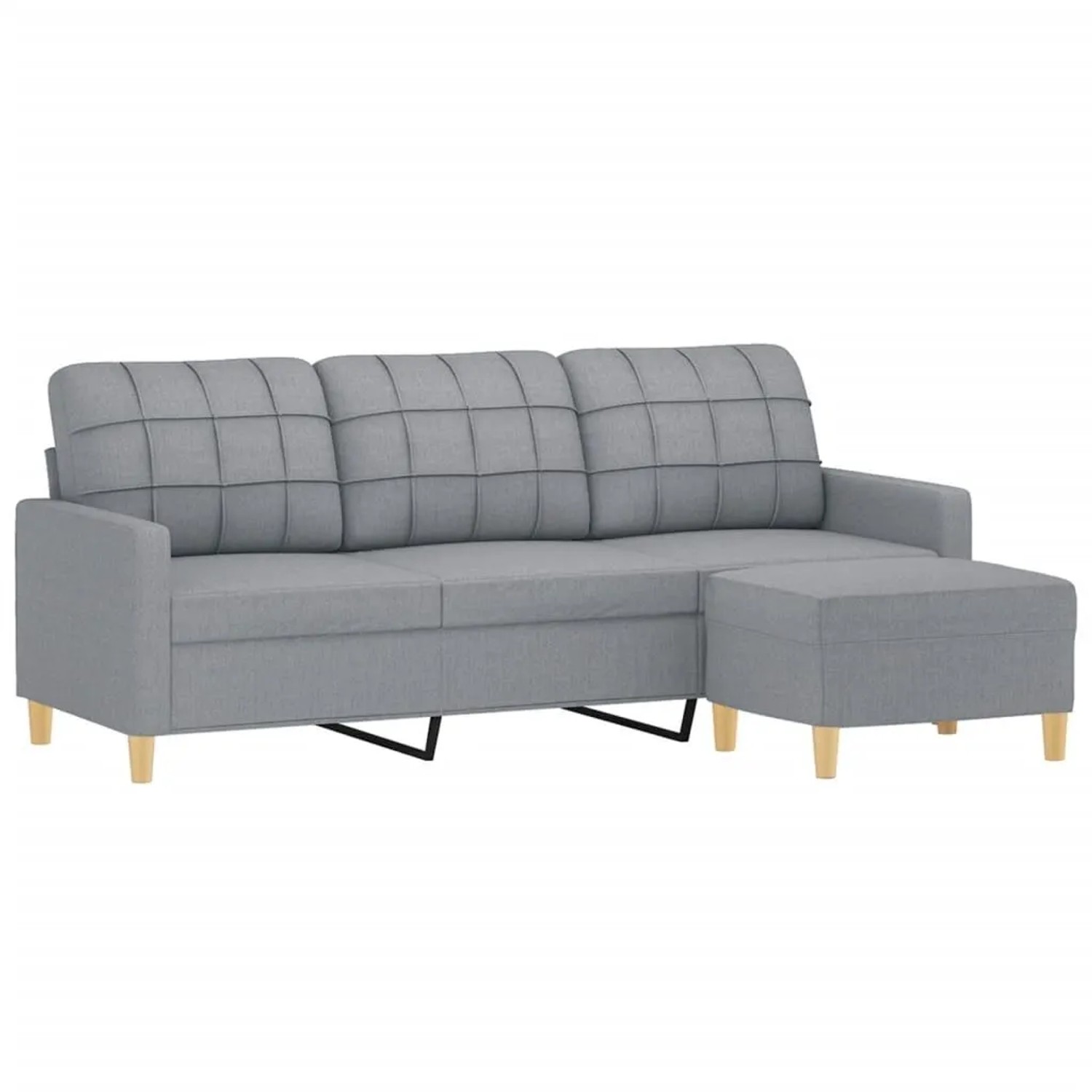 vidaXL 3-Sitzer-Sofa mit Hocker Hellgrau 180 cm Stoff 3201001 günstig online kaufen
