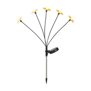 Lumineo Solar-Sonnenblume aus Metall, schwarz-gelb, für die Gartendekoration.