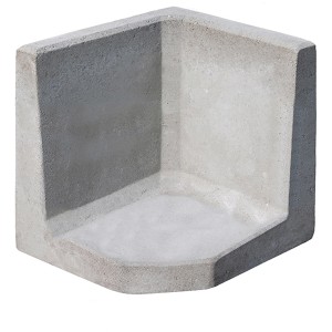 Diephaus L-Stein Ecke, unbewehrt, grau, 50x40x40x7 cm, für Beet- und Böschungsbefestigung.