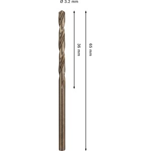 Bosch Spiralbohrer Pro Stainless Steel HSS-Co, Ø 3,2 mm, Bronze, für Metallbohrungen.