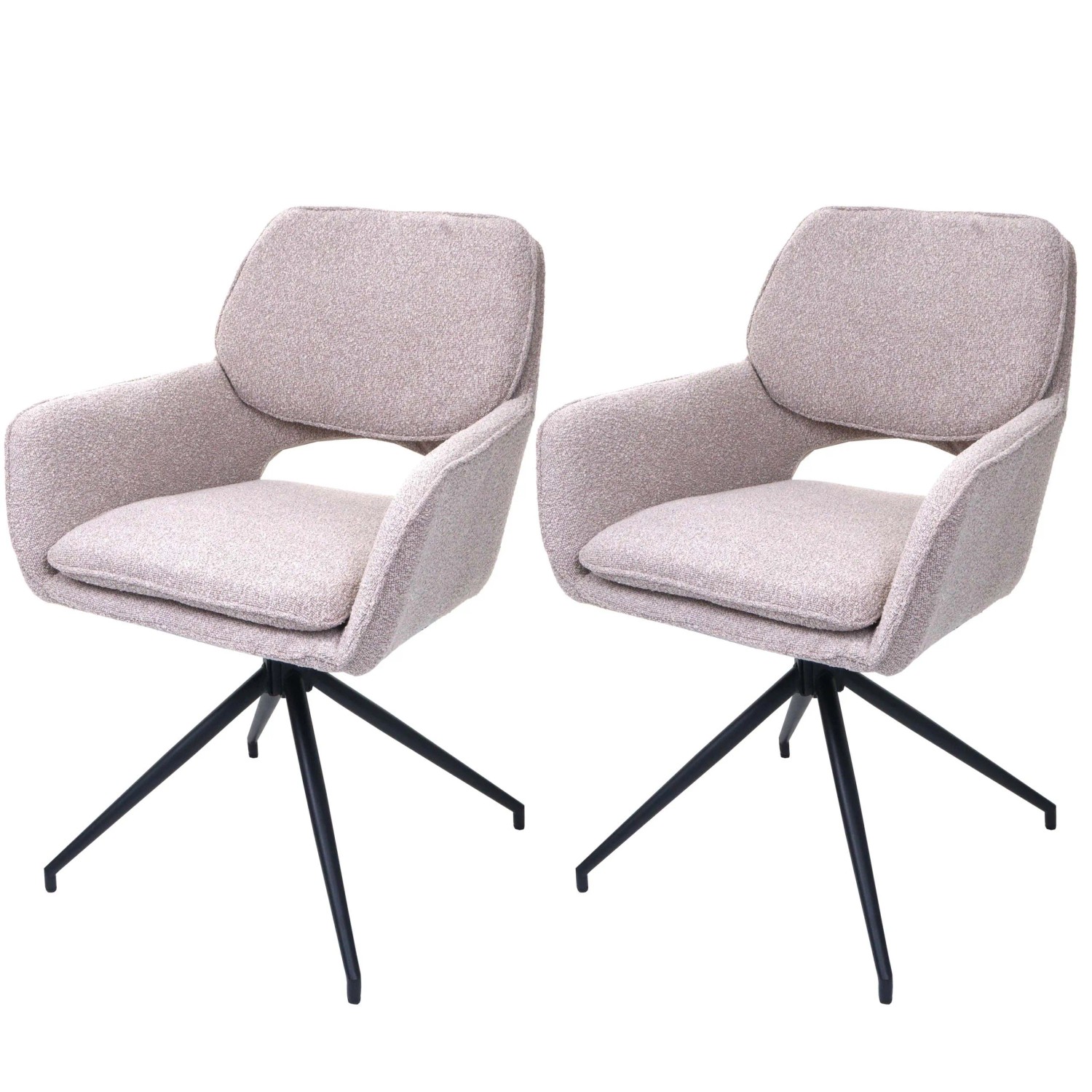 MCW Esszimmerstuhl N74 2er-Set Stoff Boucle 540g/m² Beige