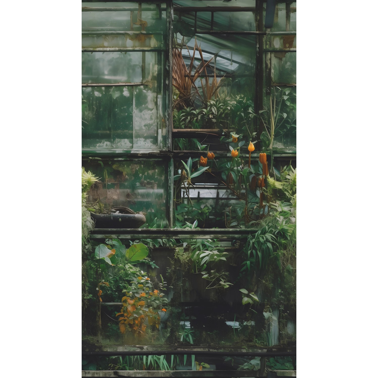A.S. Creation Fototapete Floral Fenster Industrial 1,59 x 2,8 m Grün-Braun günstig online kaufen