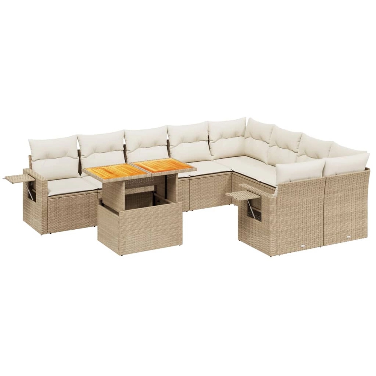 vidaXL 10-tlg Garten-Sofagarnitur mit Kissen Beige Poly Rattan Modell 190 günstig online kaufen