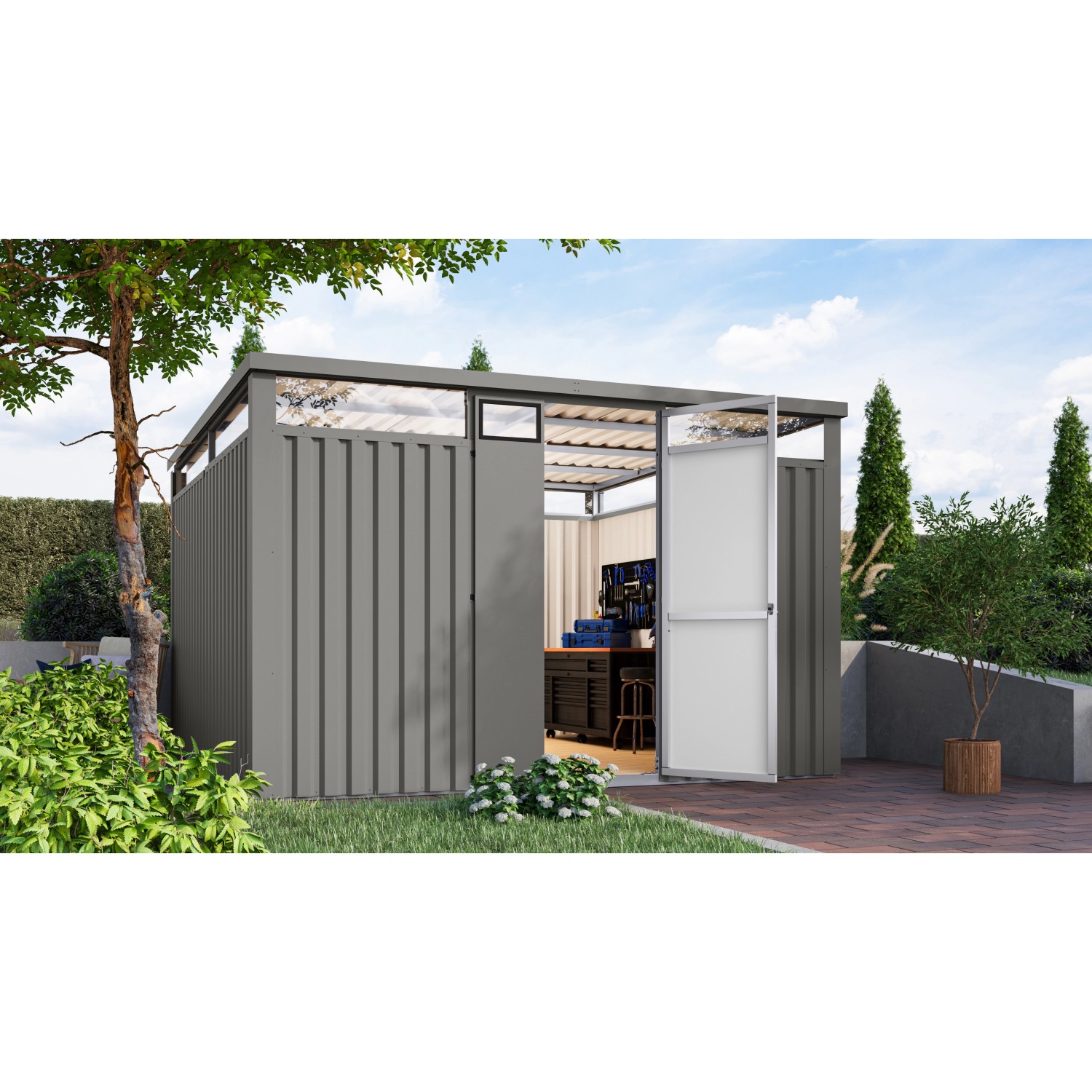 Karibu Gartenhaus Amato 3,5 Graualuminium 220 x 342 x 342 cm günstig online kaufen