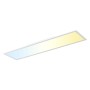 Weiße Osram LED-Panelleuchte Essential Remote-CCT, 100x25cm, mit Farbverlauf von blau zu gelb.