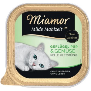 Miamor Milde Mahlzeit Geflügel & Gemüse, 100g Katzennassfutter mit hellem Geflügelfleisch und Gemüse.