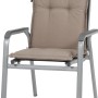 Madison Auflage Panama Taupe für Niedriglehner, ca. 105x50cm, auf Gartenstuhl.