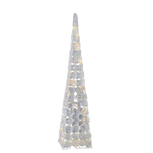 LED Weihnachtsdeko Pyramide aus Acryl, 45cm hoch, mit warmweißen LEDs für Innen & Außen.