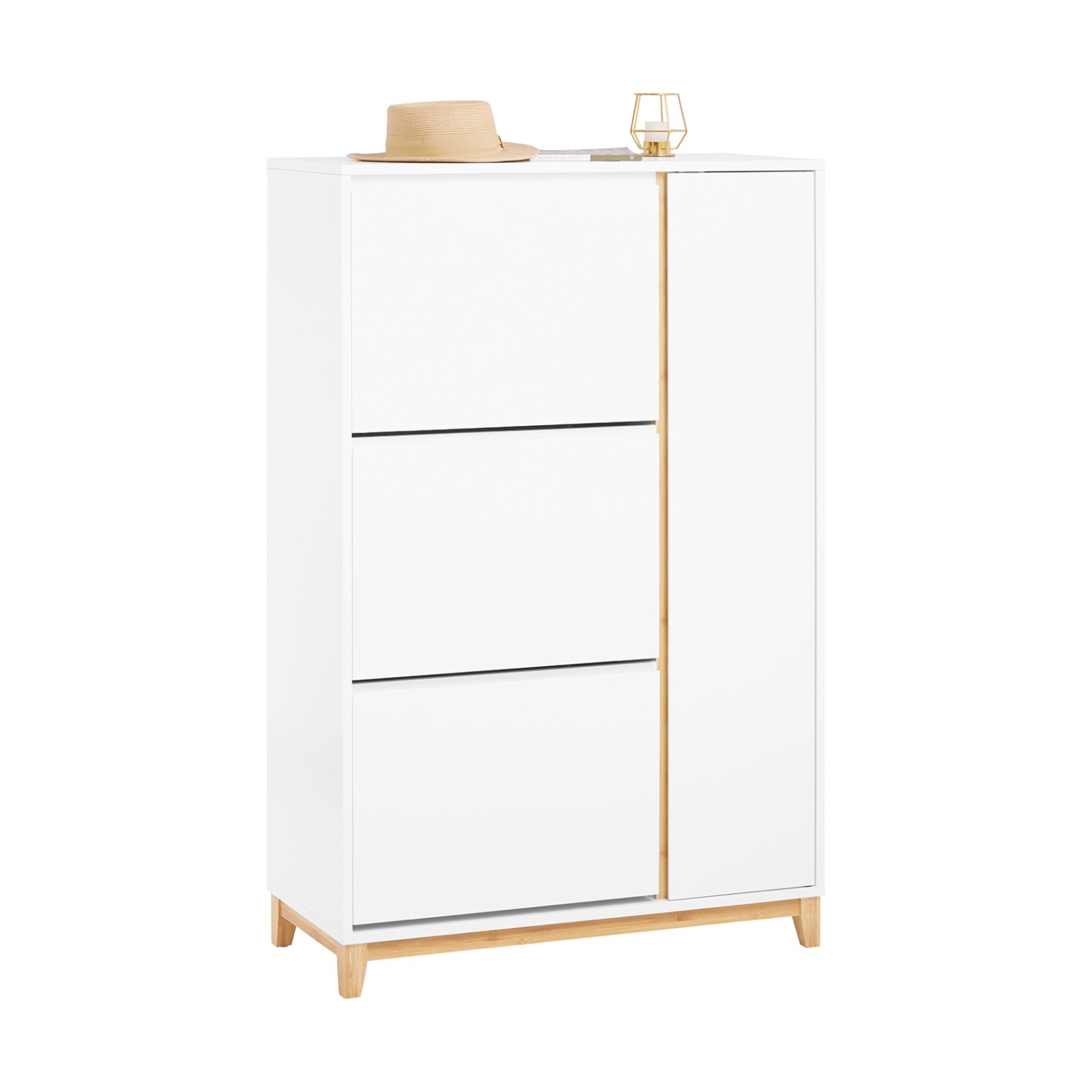 SoBuy Schuhschrank mit 3 Klappen Schuhregal Schuhkommode Weiß 80x122x34cm F günstig online kaufen