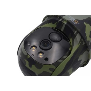 Technaxx 4G Überwachungskamera Dome TX-290 mit Solarmodul im Camouflage-Design.