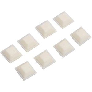 8 weiße, selbstklebende Universal-Puffer 15x15 mm zur Schallabsorption.