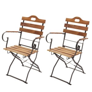 Proregal 2er-Set Biergartenstuhl HxBxT 88x55x49 cm Sitzhöhe 46cm Gastronomie-Qualität Akazie Naturfarben Klappstuhl Gartenstuhl