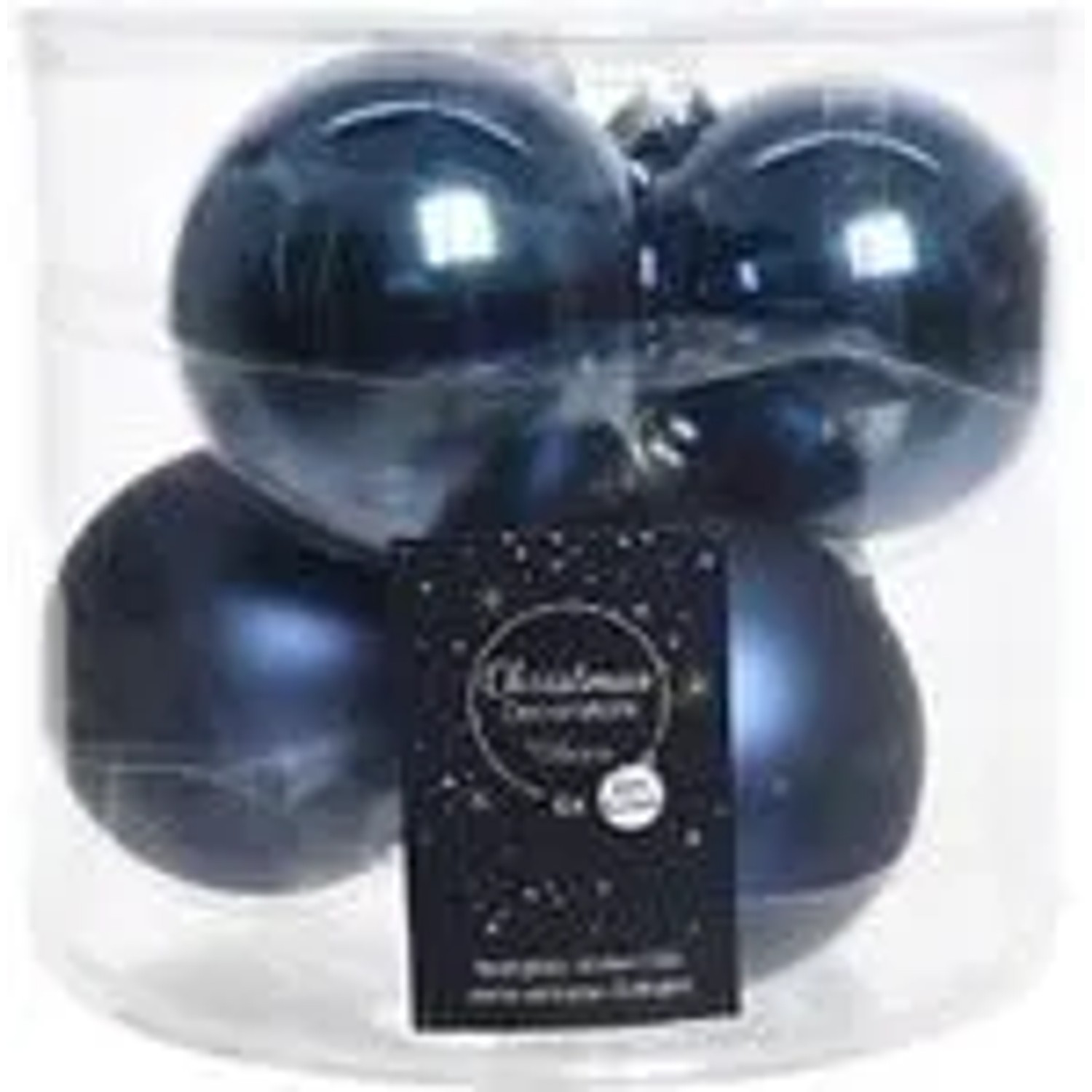 Kaemingk Weihnachtsbaumkugeln Glas  8 cm 6 Stueck Nachtblau