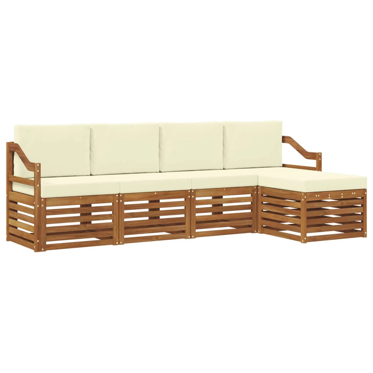 vidaXL Sofagarnituren 5 Tlg Natur und Creme Massivholz Akazie 3374665