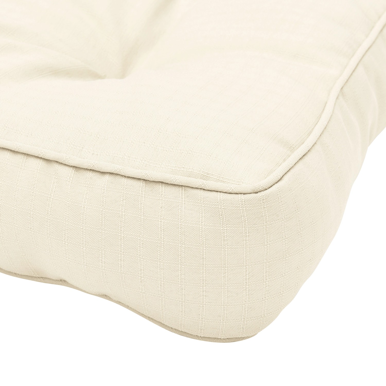 Beautissu XLuna Loungekissen, 60x60, Natur, Sitzkissen für Gartenmöbel mit Paspel