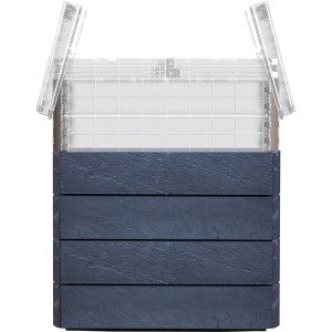 Garantia Hochbeet Ergo Quadro Turbo Plus M 85 Stone mit Frühbeetaufsatz.