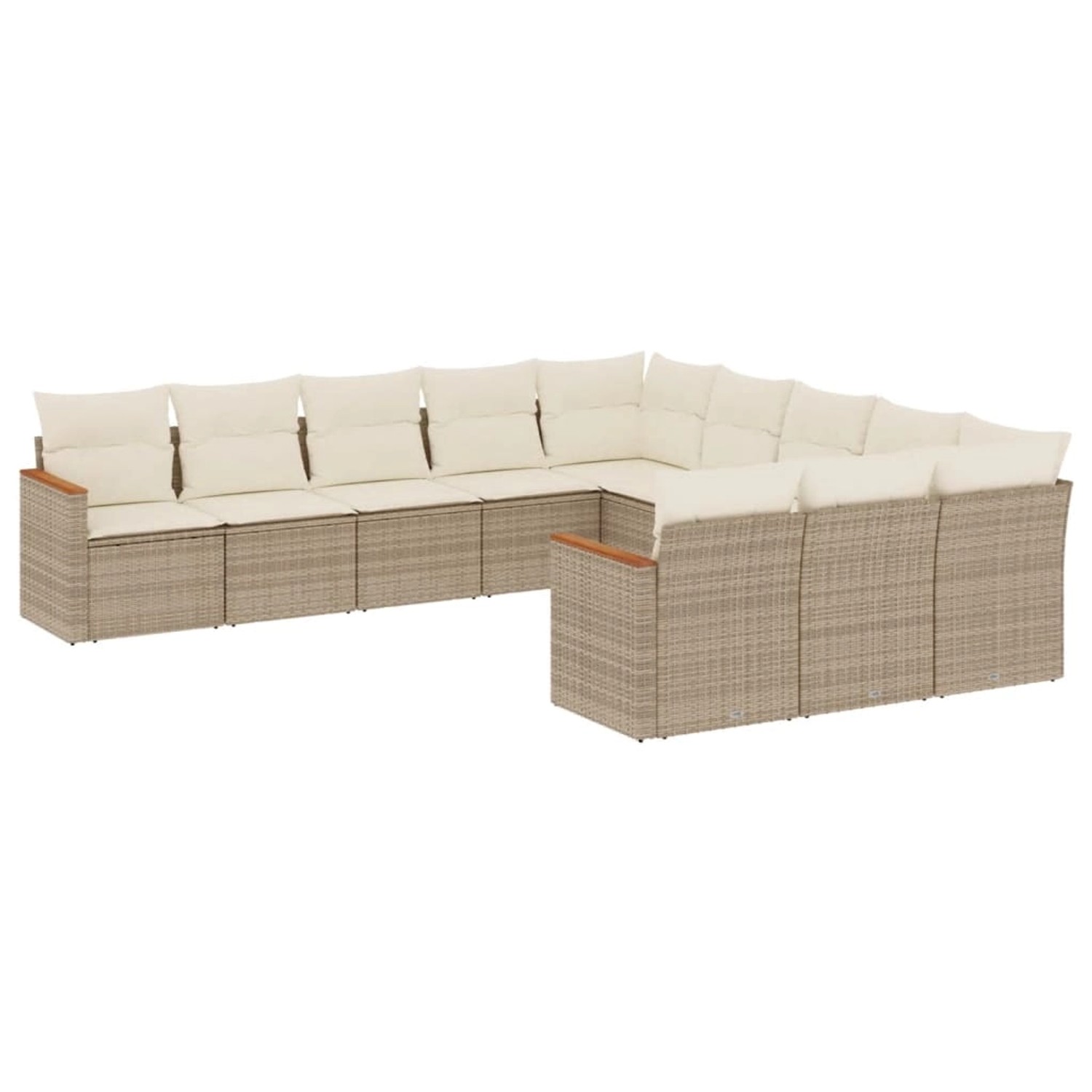 vidaXL 11-Tlg Garten-Sofagarnitur mit Kissen Beige Poly Rattan 3258831