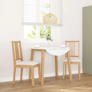 vidaXL Esszimmerstühle mit Kissen 2 Stk Natur Massivholz Gummibaum 4102397