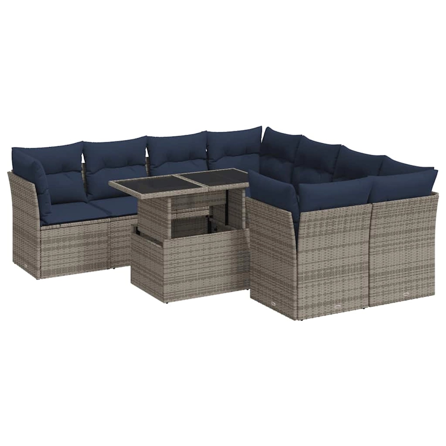 vidaXL 9-Tlg Garten-Sofagarnitur mit Kissen Grau Poly Rattan Akazie 3326132 günstig online kaufen