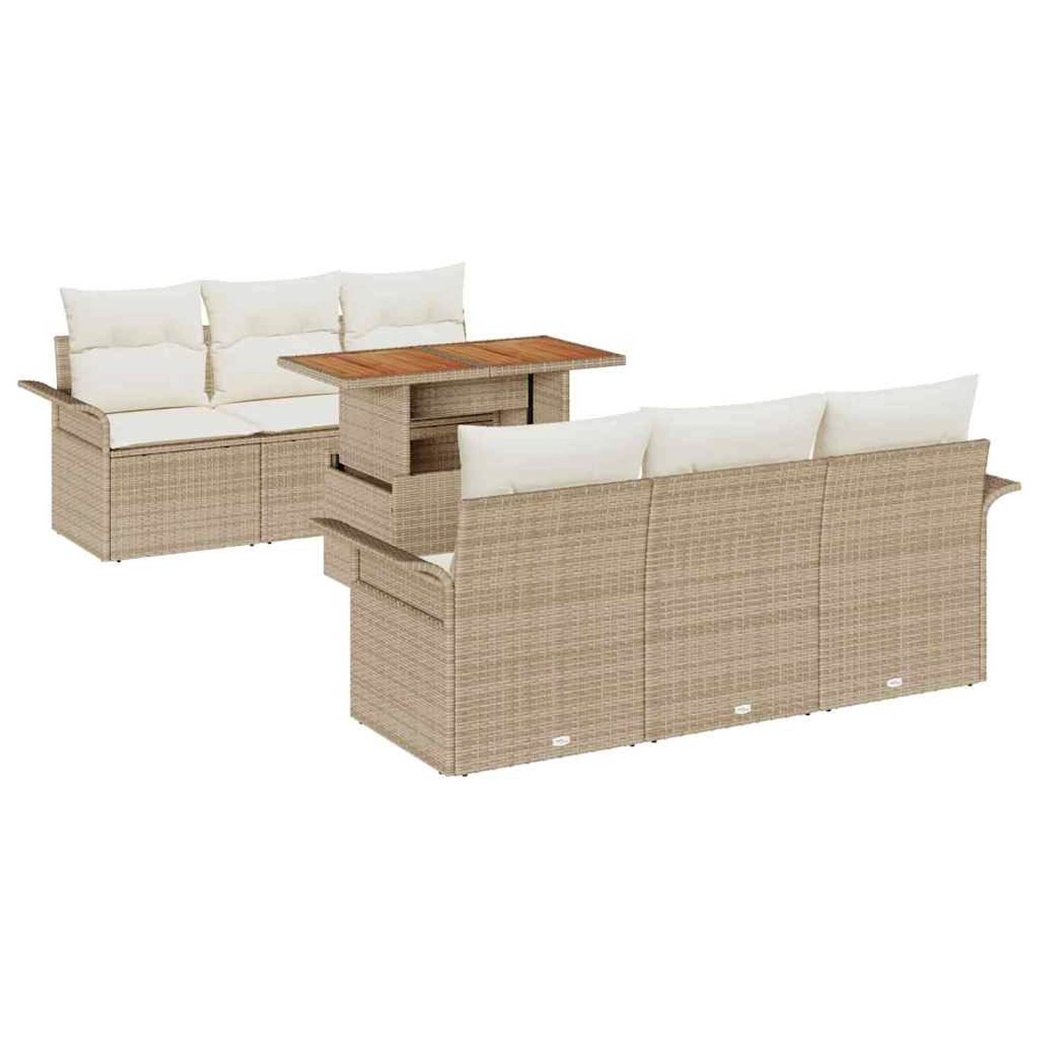 vidaXL Garten-Sofa-Set mit Speicher 7-Tlg Beige Poly Rattan 3358017 günstig online kaufen