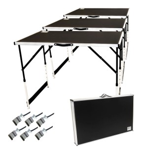 TRUTZHOLM 3er Set Multifunktionstische/Flohmarkttische, höhenverstellbar, mit Klappmechanismus.
