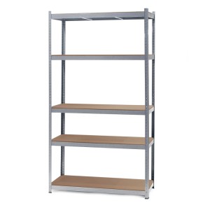 Wiltec Schwerlastregal, verzinkt, 100x60x200cm, mit 5 MDF-Ablagen. Robustes Steckregal für Keller & Werkstatt.