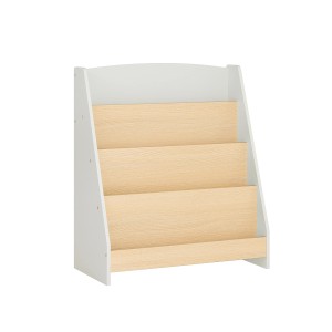 SoBuy Kinder Bücherregal KMB106-HG mit 4 Ablagefächern, grau/holzfarben