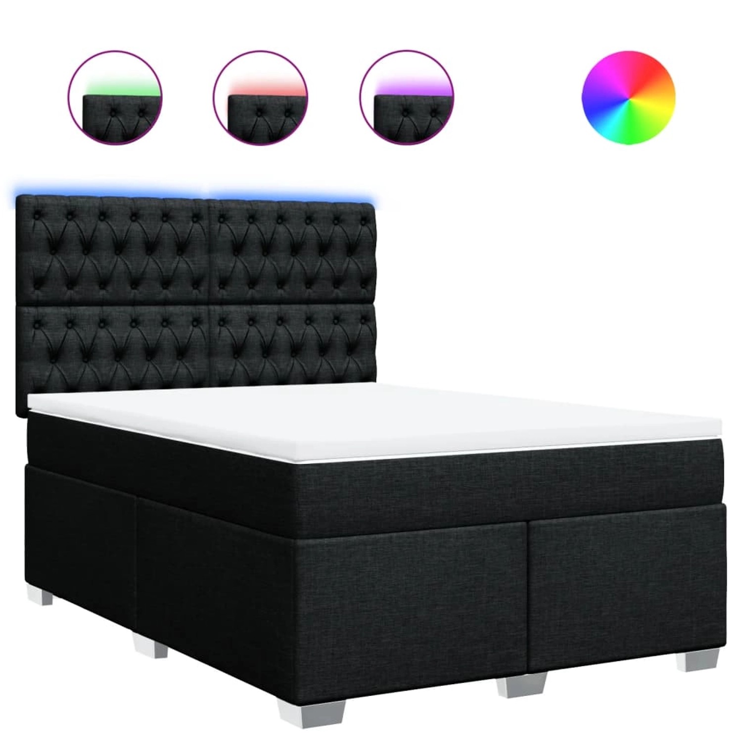 vidaXL Boxspringbett mit Matratze Schwarz 140x190 cm Stoff 3292792 günstig online kaufen