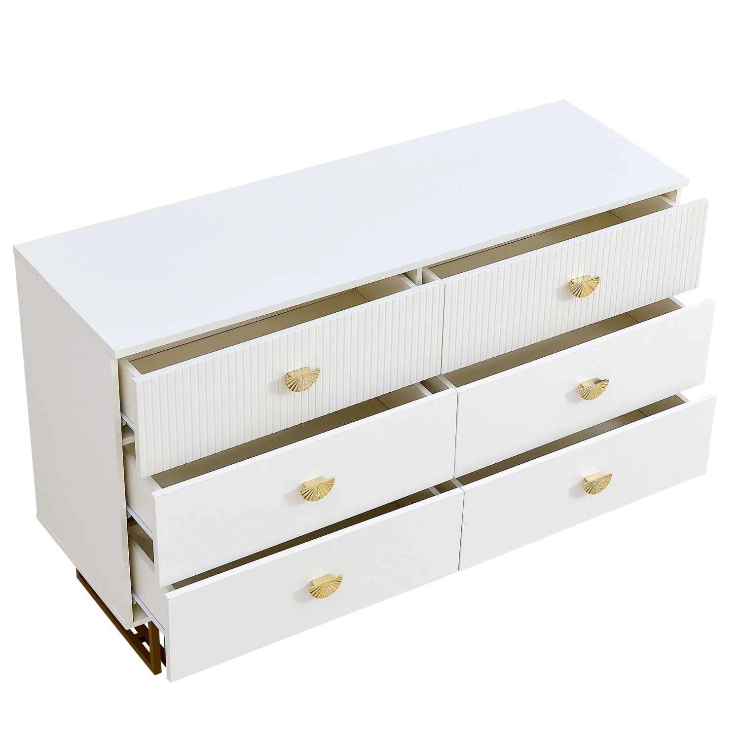 Okwish Sideboard Mit 6 Schubladen Schlafzimmer 120x40x75cm Weiß Gold