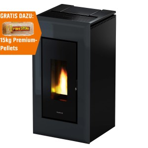Freepoint Pelletofen Vega Bordeaux, 10,5 kW, mit Automatik und gratis 15kg Pellets.