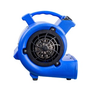 Blauer Allegra24 Turbolüfter RL550 mit Stundenzähler für Baustellen und Wasserschadenbeseitigung.
