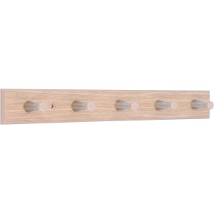 Siro Hakenleiste mit 5 Haken, Holzeffekt Rotbuche, 400mm Länge.