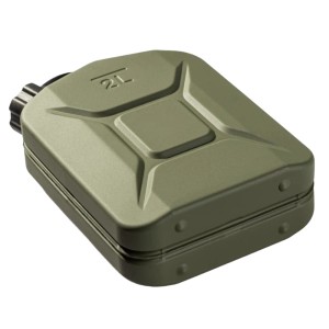 Olivgrüner 2L BW Proper Kraftstoffkanister aus Metall für Benzin, Diesel & E10.