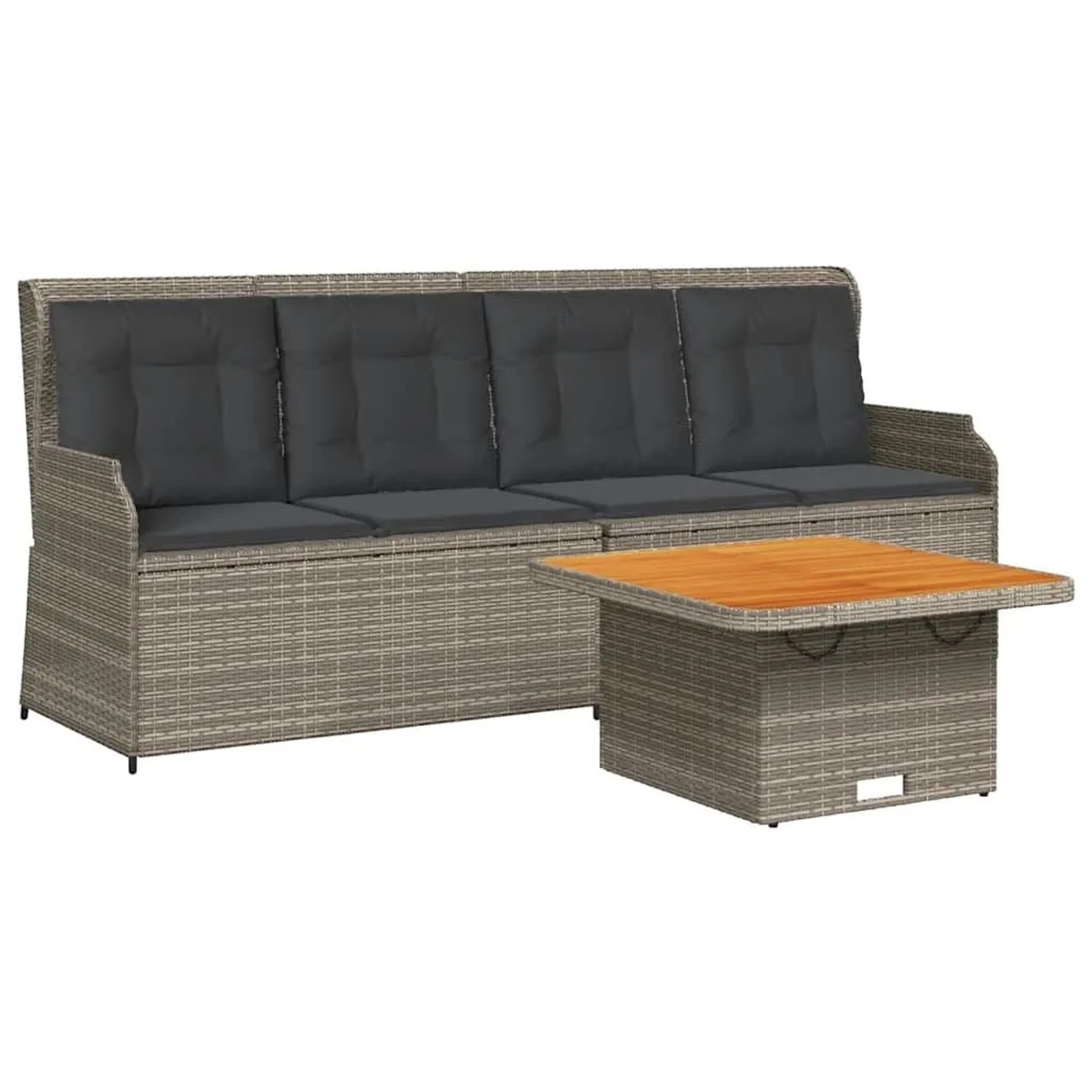 vidaXL 3-Tlg Garten-Lounge-Set mit Kissen Grau Poly Rattan 3262102
