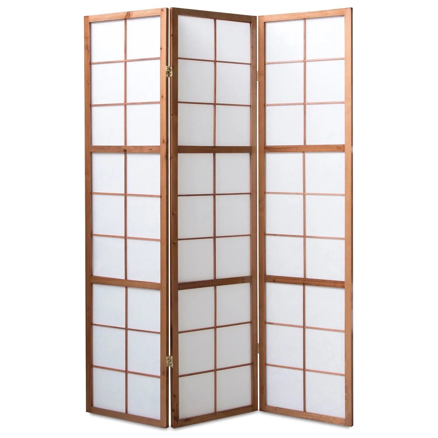 Homestyle4u 3-tlg. Paravent Shoji in Braun 132x175 cm 273