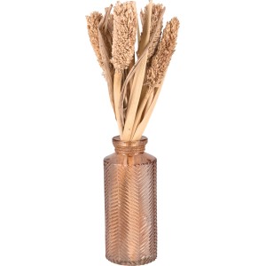 Hellbraune Trockenblumen in Ornamentglas-Vase (30 cm) – Desert Flower Deko für Innenräume.