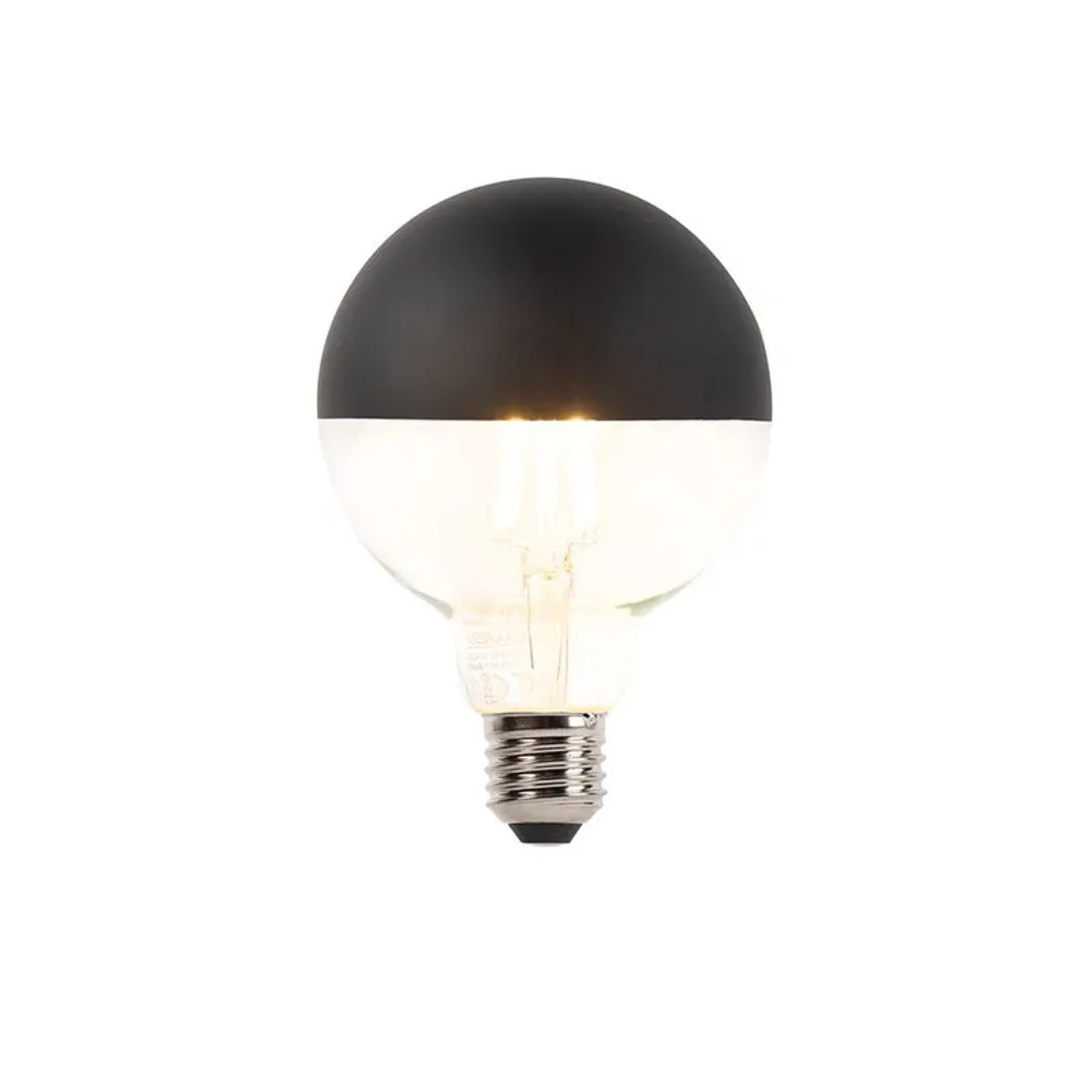 LUEDD E27 Dimmbare LED Filamentlampe Kopfspiegel G95 Schwarz 550lm 2700K