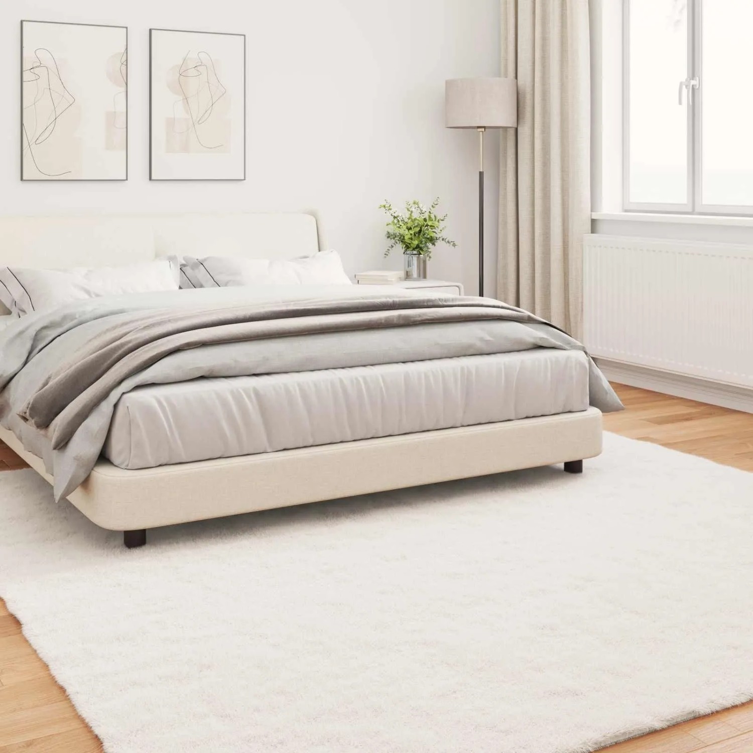 vidaXL Kunstfell Hasen Teppich Olite Creme 200 x 200 cm Polyester 42021665_4