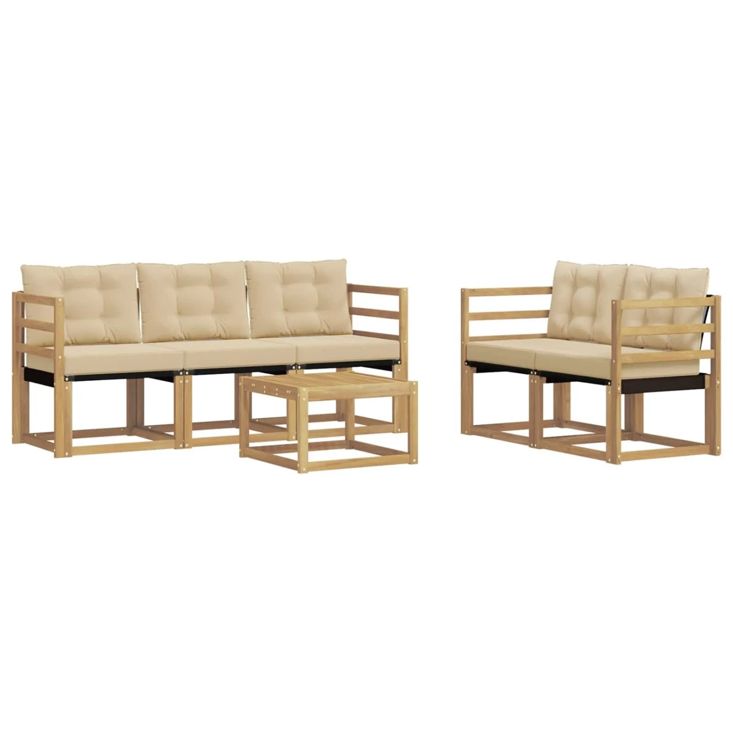 vidaXL Outdoor-Sofagarnitur mit Kissen 6-Tlg Weiß und Beige 3389203