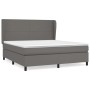 Graues vidaXL Boxspringbett 180x200 cm mit Kunstleder-Bezug, inklusive Matratze und Topper.