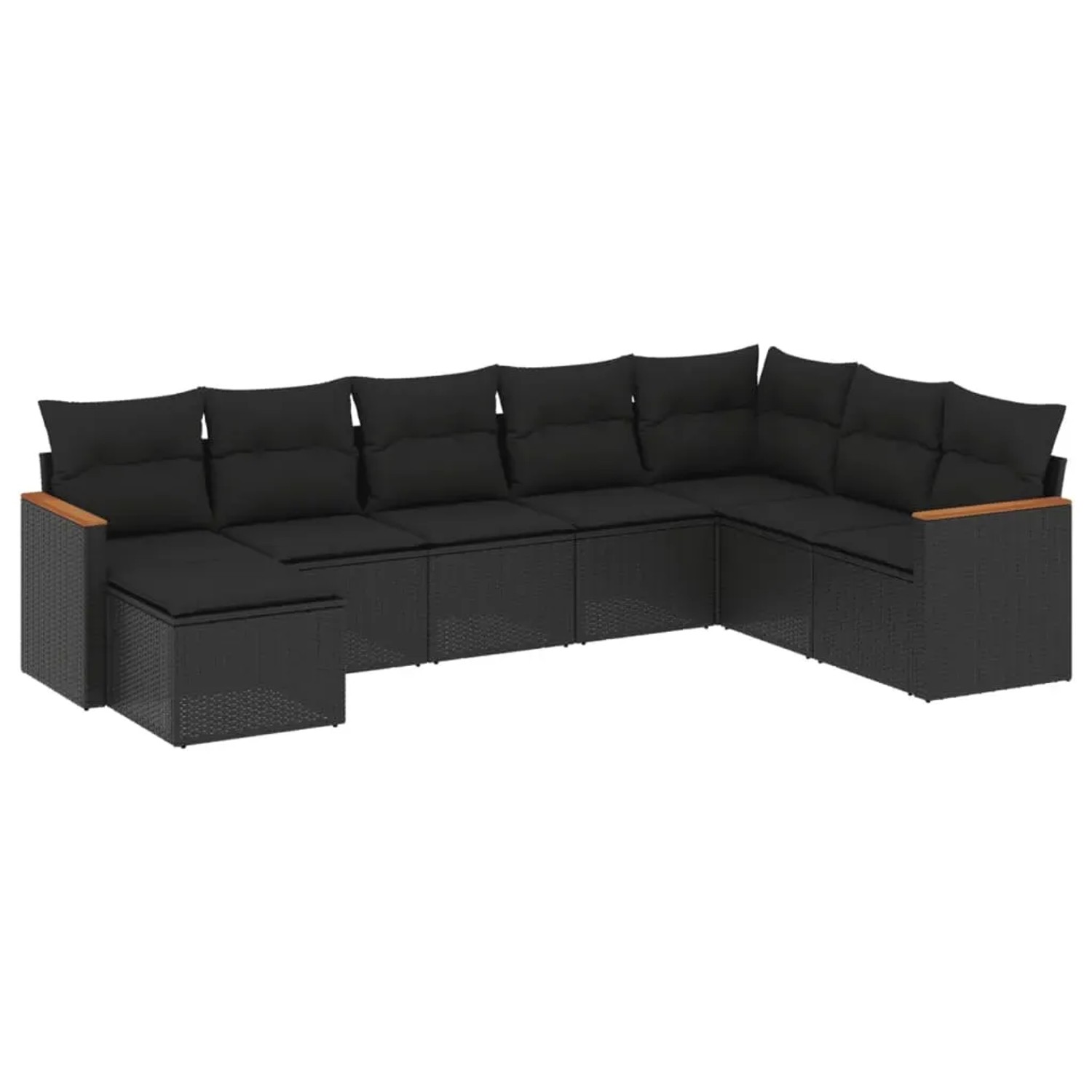 vidaXL 8-Tlg Garten-Sofagarnitur mit Kissen Schwarz Poly Rattan 3258646