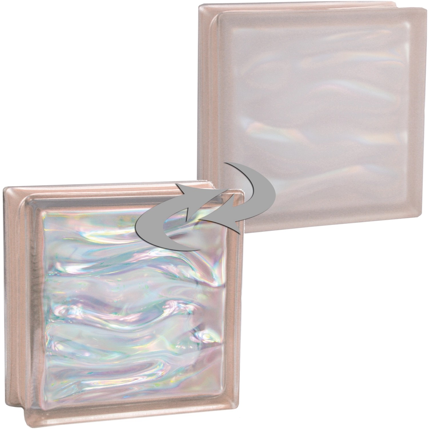 BM Glasstein Aqua Perlmutt Rosa 1-Seitig Satiniert 19 cm x 19 cm x 8 cm