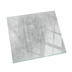 Tulup Glasplatte für Kamin Rohbetonstruktur Funkenschutzplatte aus Glas Quadrat 60x60 cm Grau Glasplatte für Kamin Glasplatte für Öfen